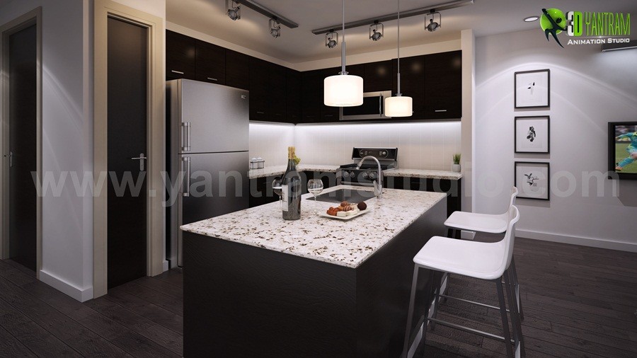 Artstation Modern Ideas For 3d Living And Kitchen Photorealistic