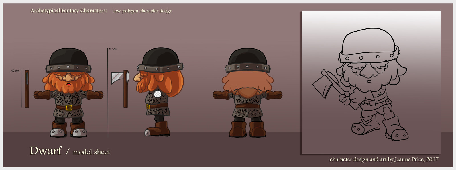 Dwarf model sheet and key art WIP.