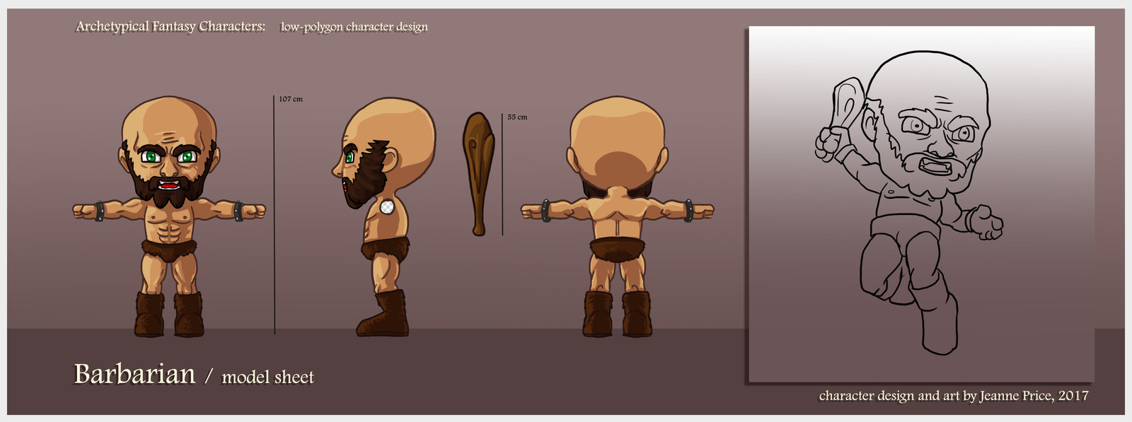 Barbarian model sheet and key art WIP.
