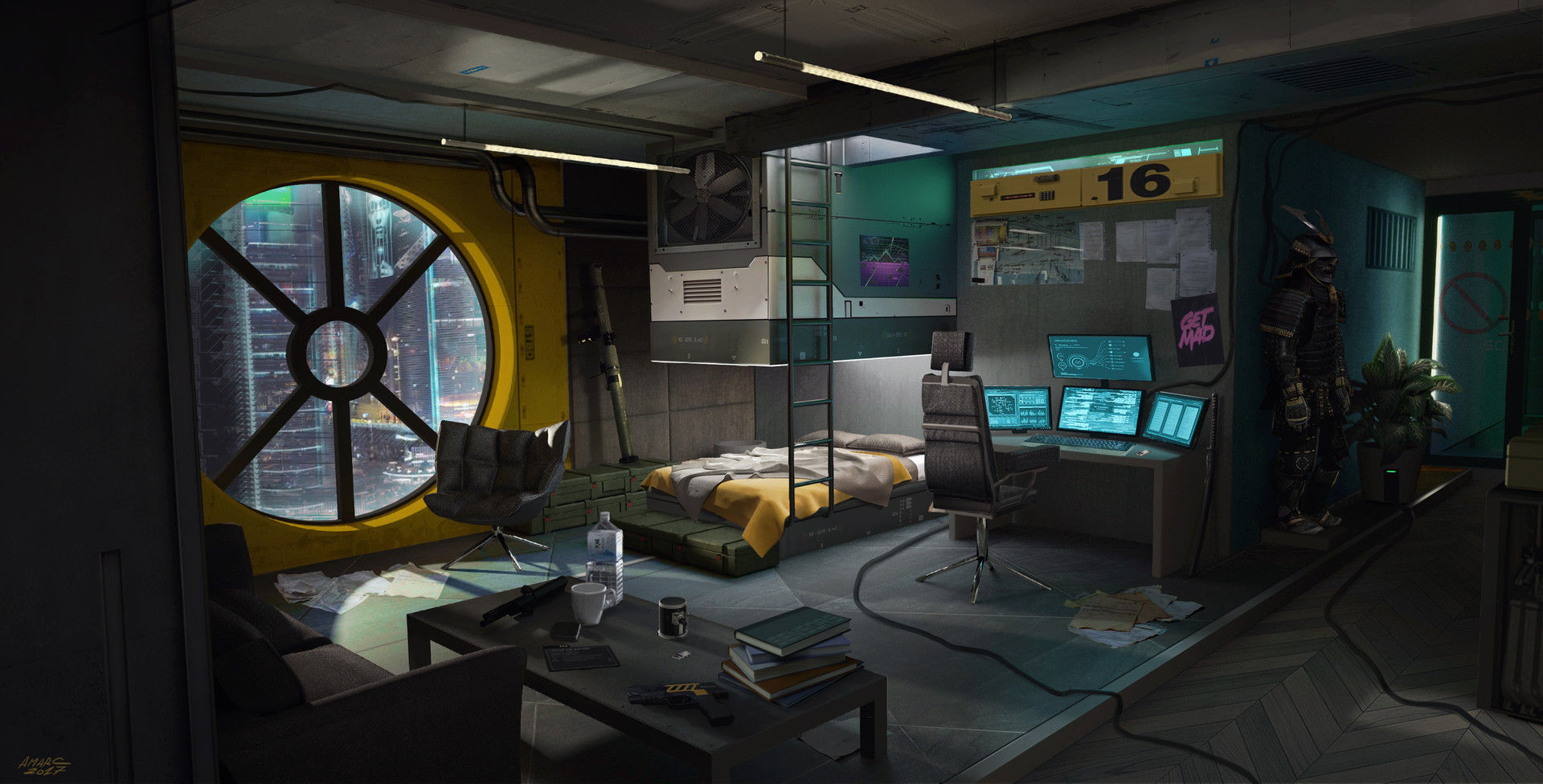 ArtStation - Cyberpunk Room Interior