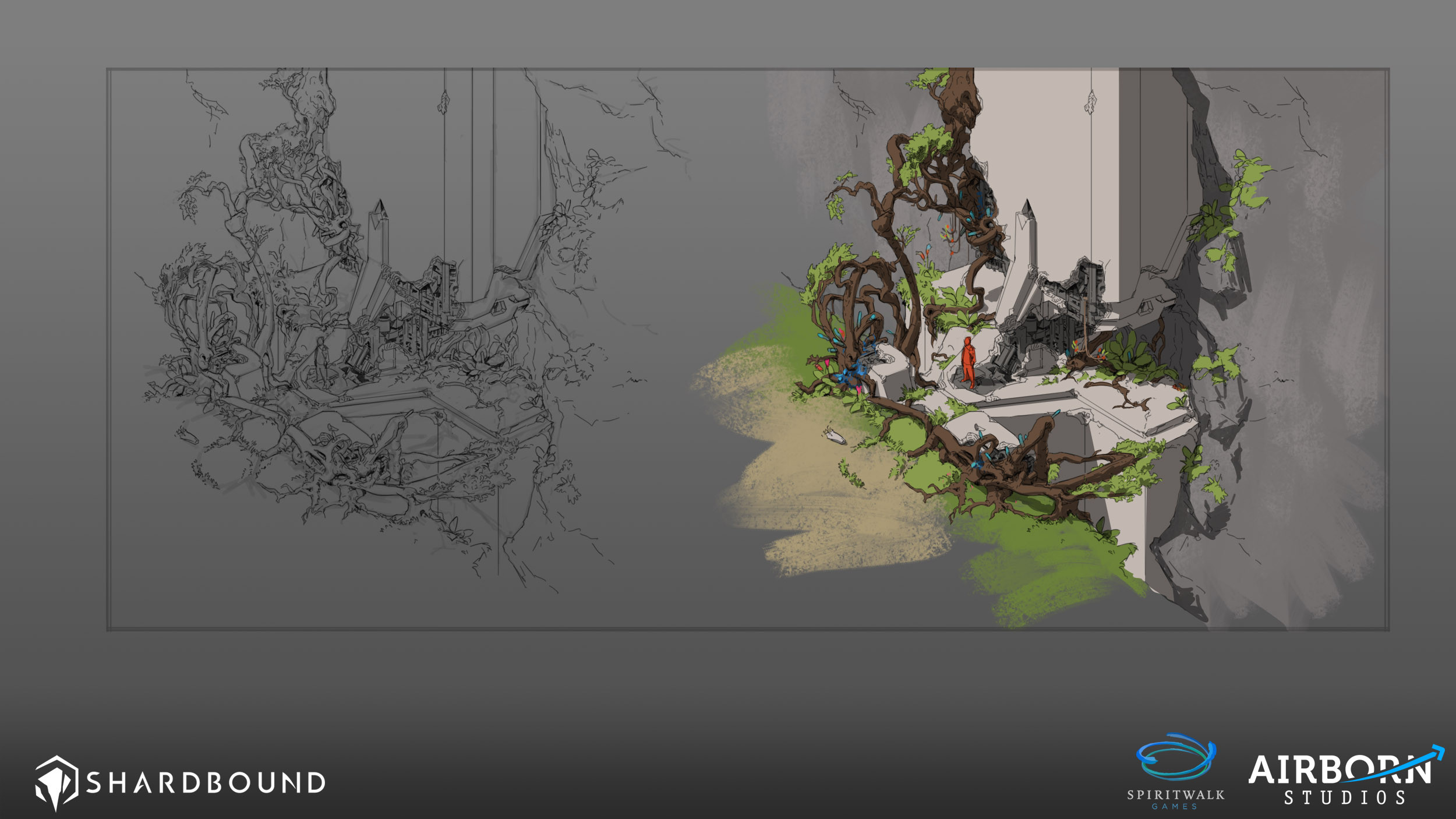 Look dev and ideas for ancient technology in contact with flora