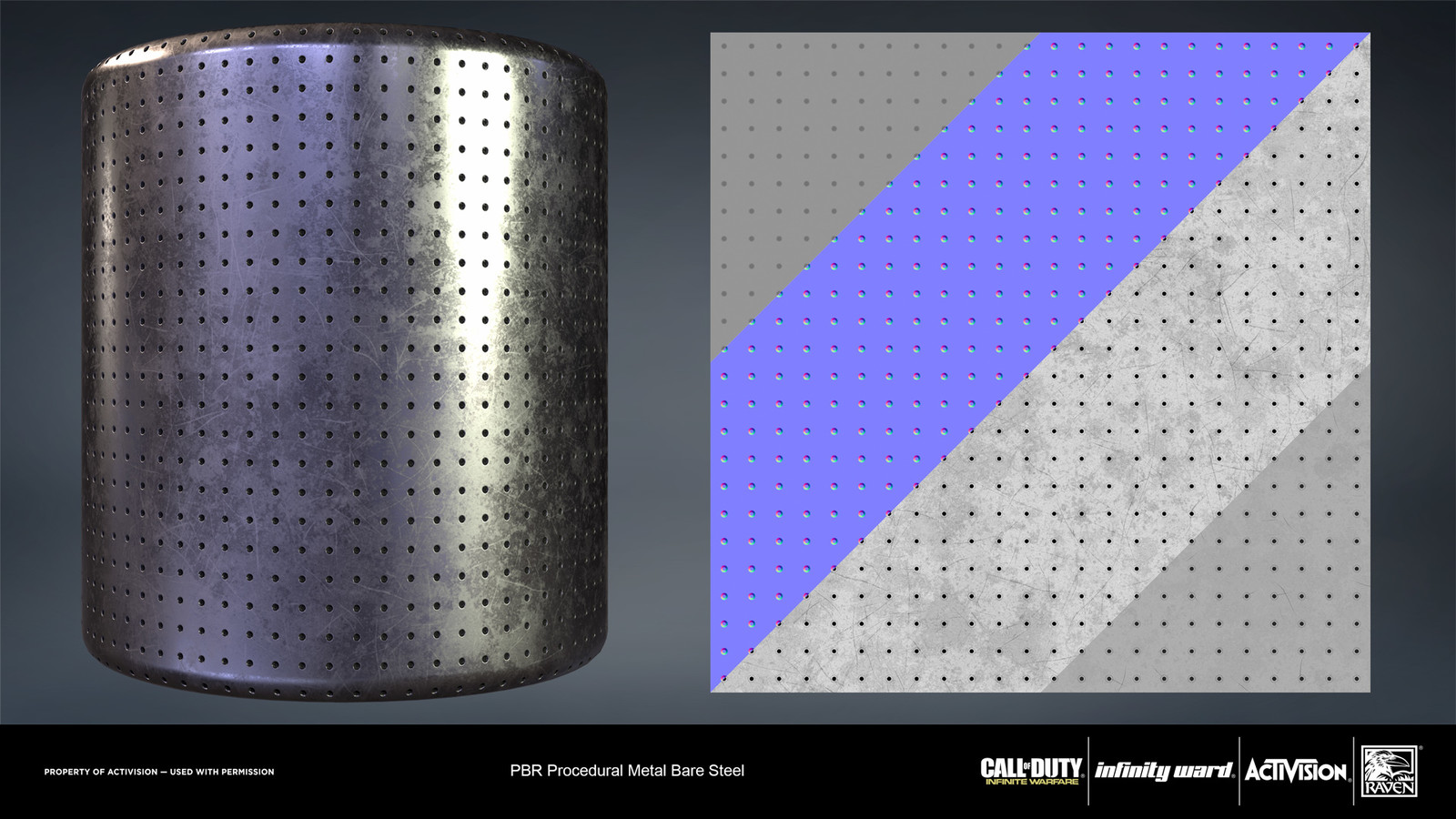 Bare metal steel material. Created entirely in Substance Designer.