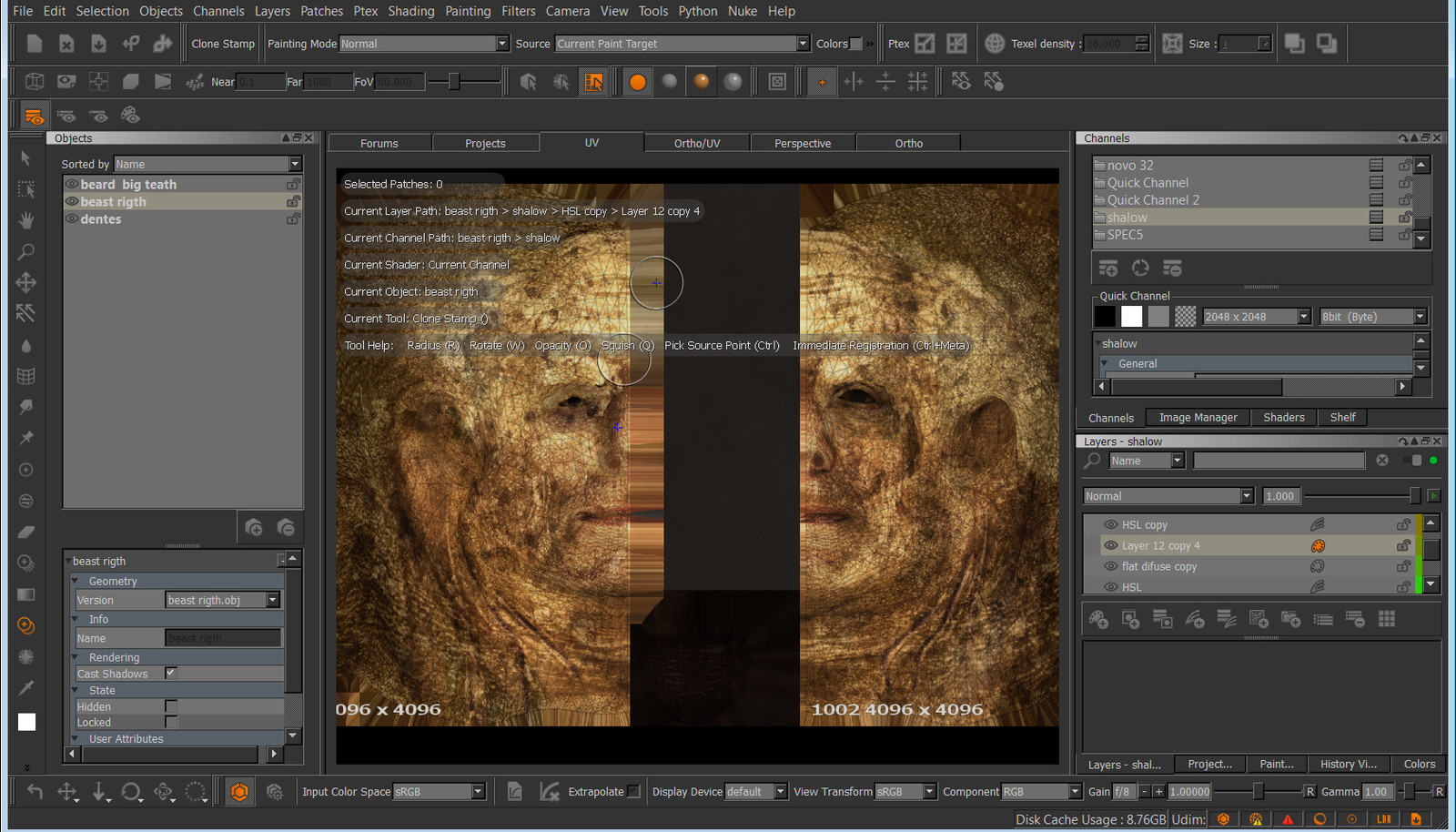 working on the pallet of color