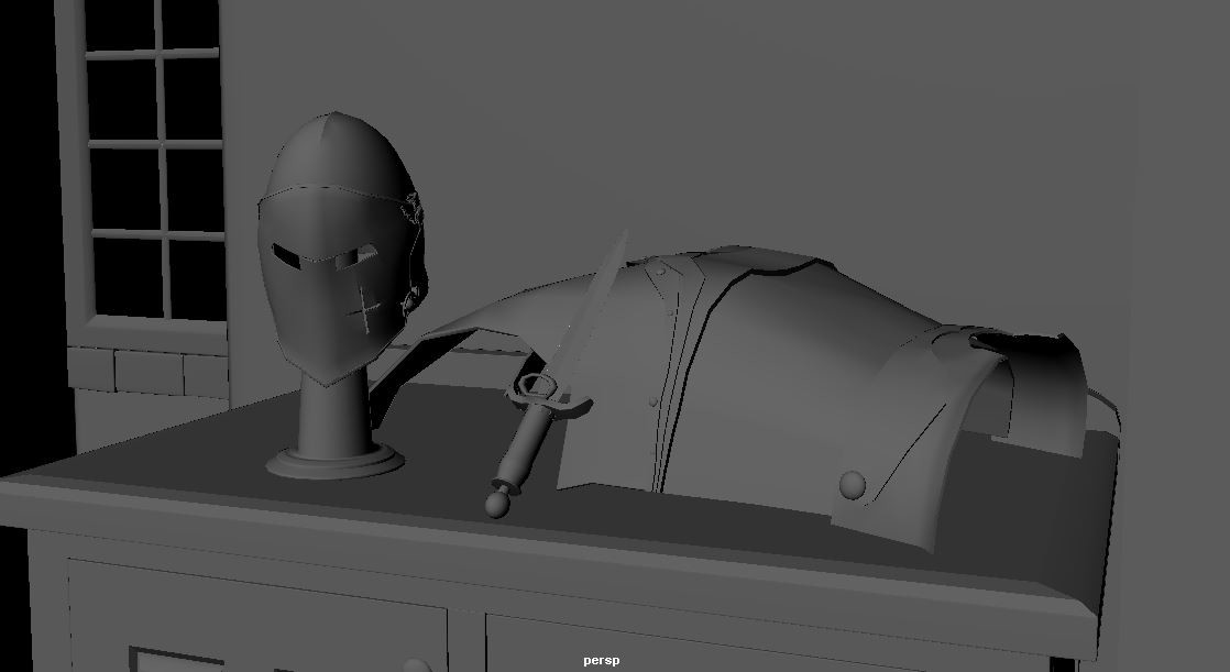 There is still space that needs to be filled on top of the dresser. First week consists of some armor and a dagger.