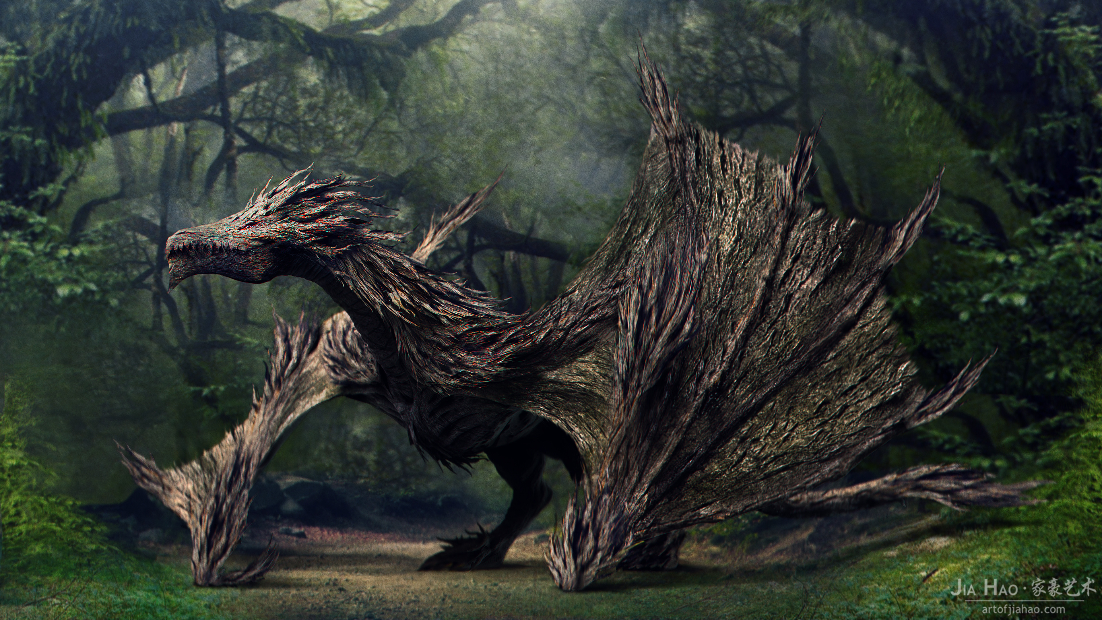 character-creature-concept-designer-3d-modeler-sculptor-wood-dragon
