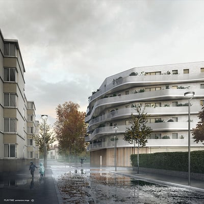 Play time architectonic image rdaa coopimmo logements et creche a bagneux 1r prix 01