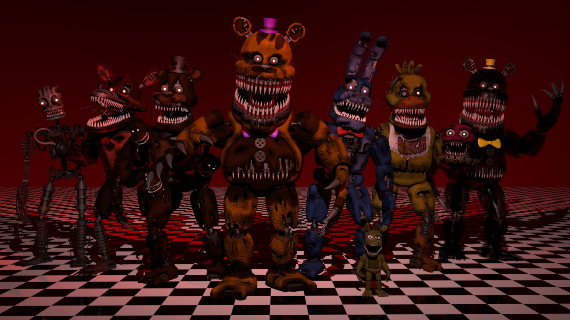 Five Nights at Freddy's 4: NEW ANIMATRONIC! NIGHTMARE And ALL ANIMATRONICS!