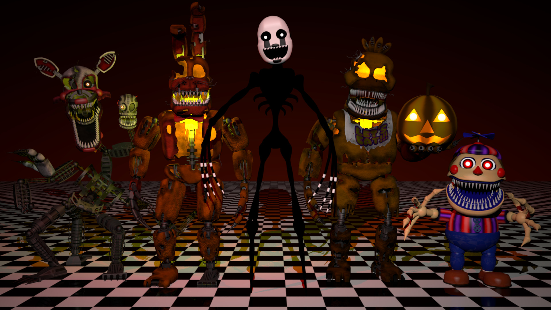 Artstation Five Nights At Freddys 4 Fan Made Nightmare 3d - fnaf 4 characters pictures