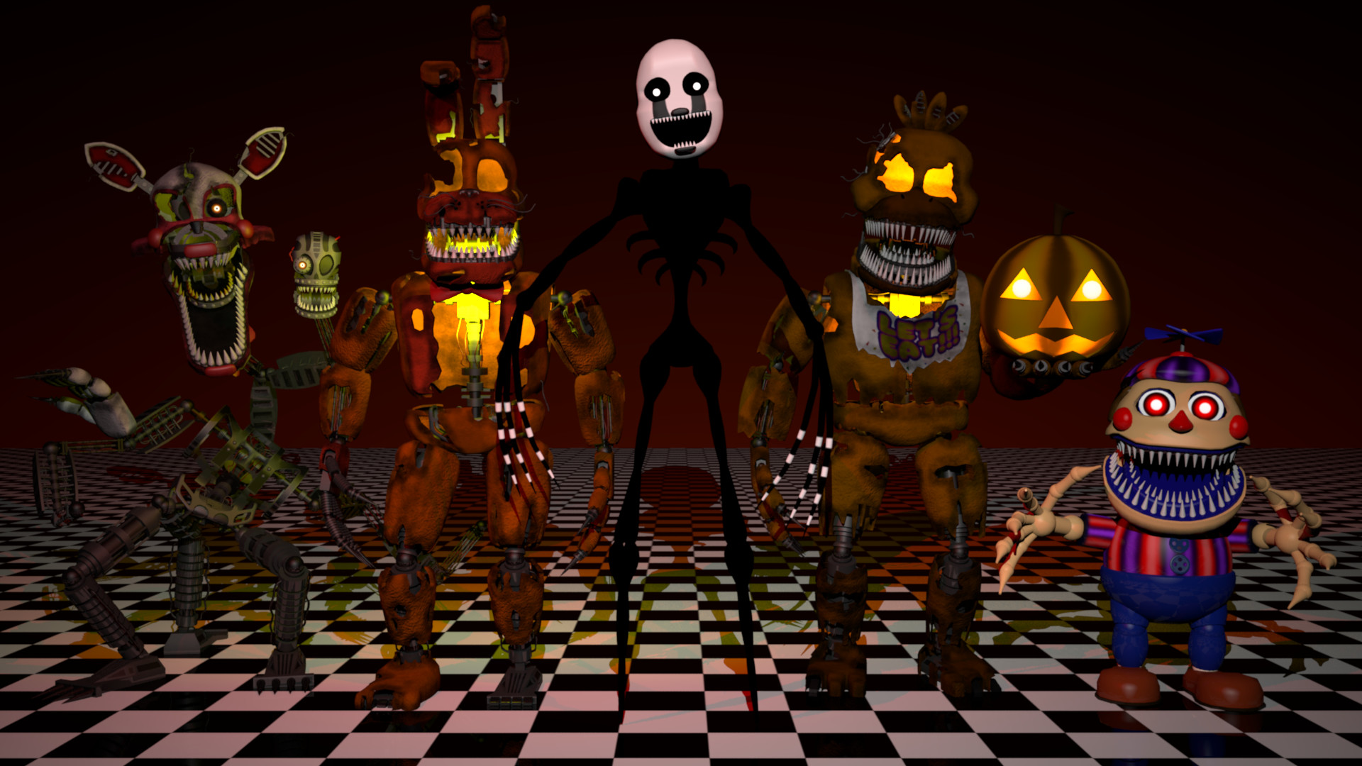 Five Nights at Freddy's 4 All Animatronics