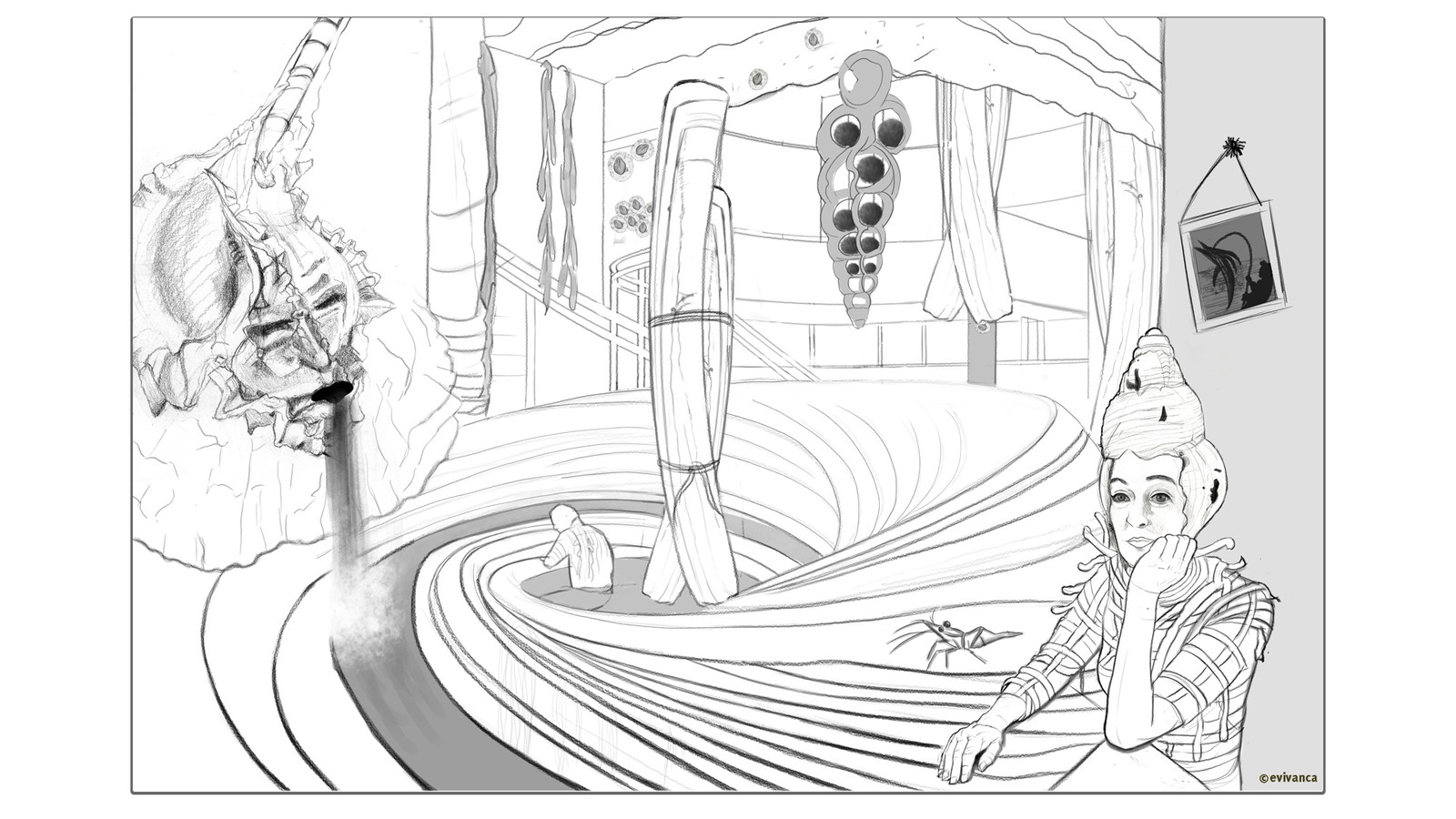 Study for an interior design for my Calusa shell city - a bathhouse - picture 1 - frame1