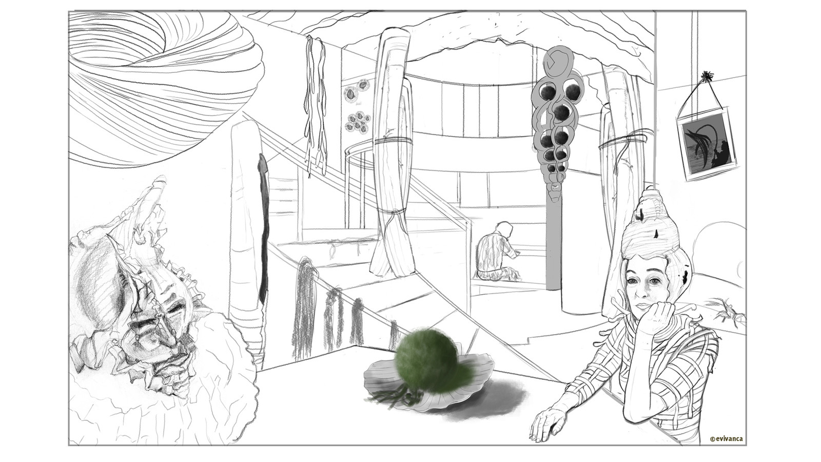 Alternative version for an interior design for my Calusa shell city - dining room