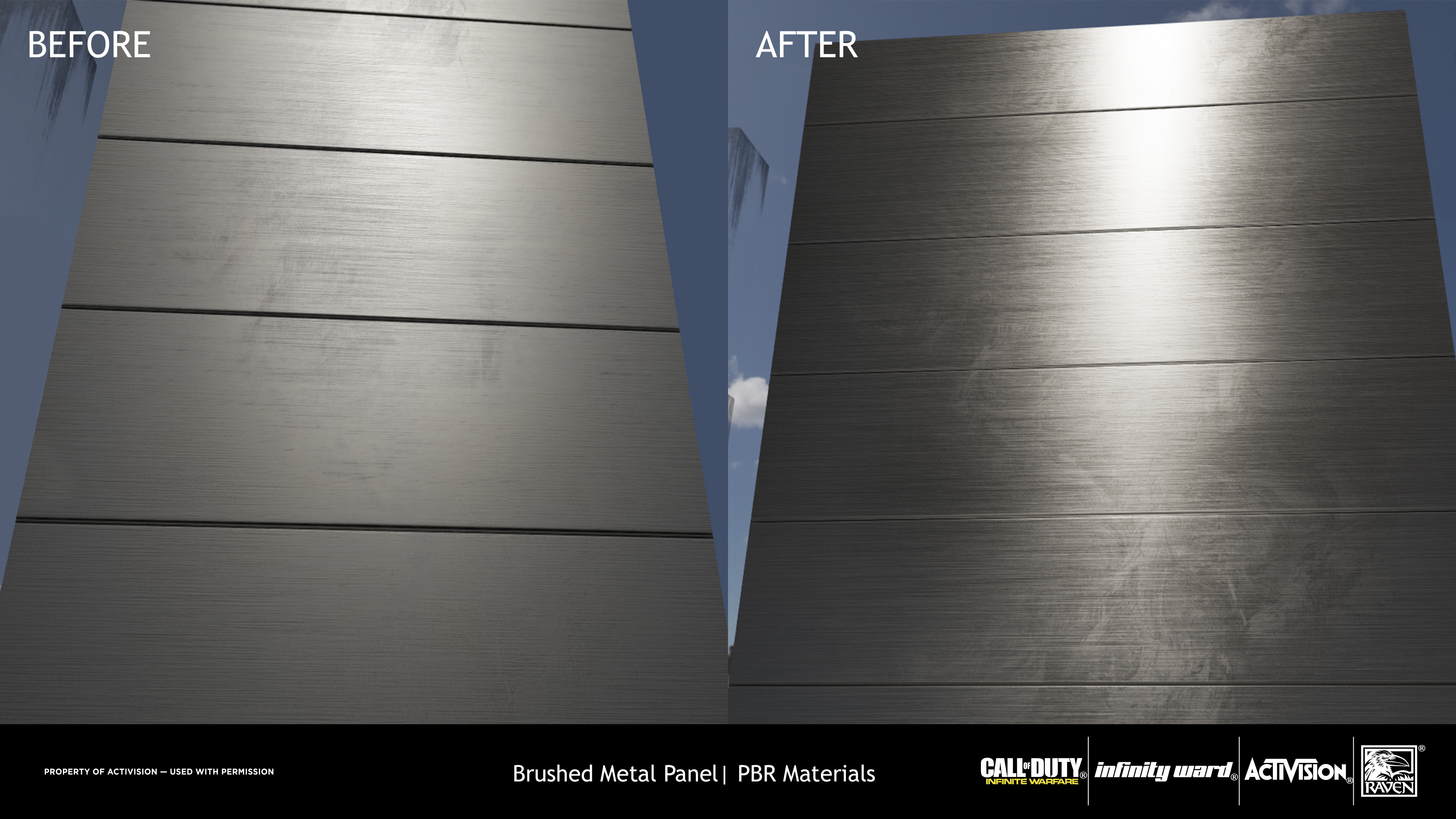 Specular and Gloss values were fixed as well as the creation of a mask for the Anisotropic Shader to enhance the brushed metal look.