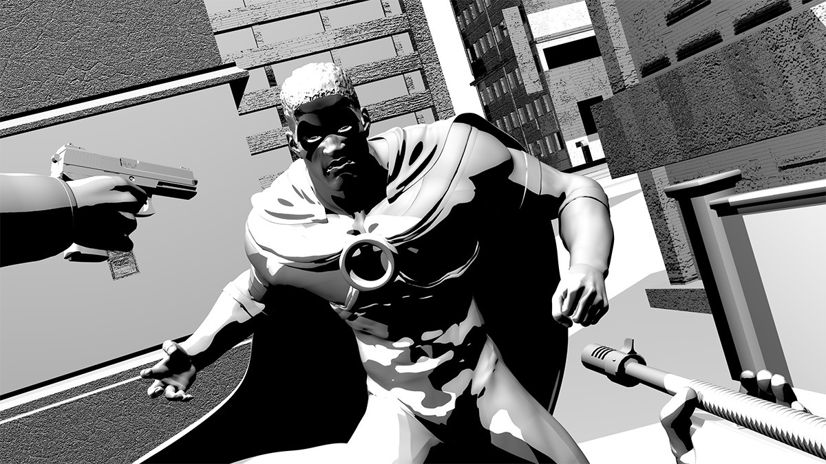 A shadow pass rendered out separately for more control in Photoshop.