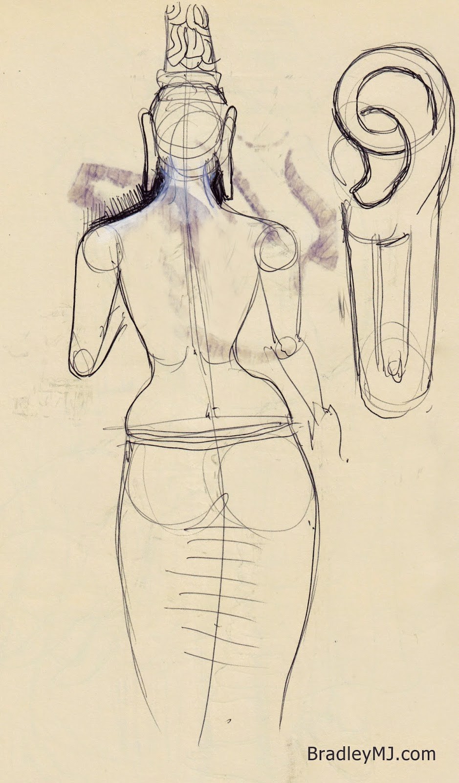 Statue sketch study of rear