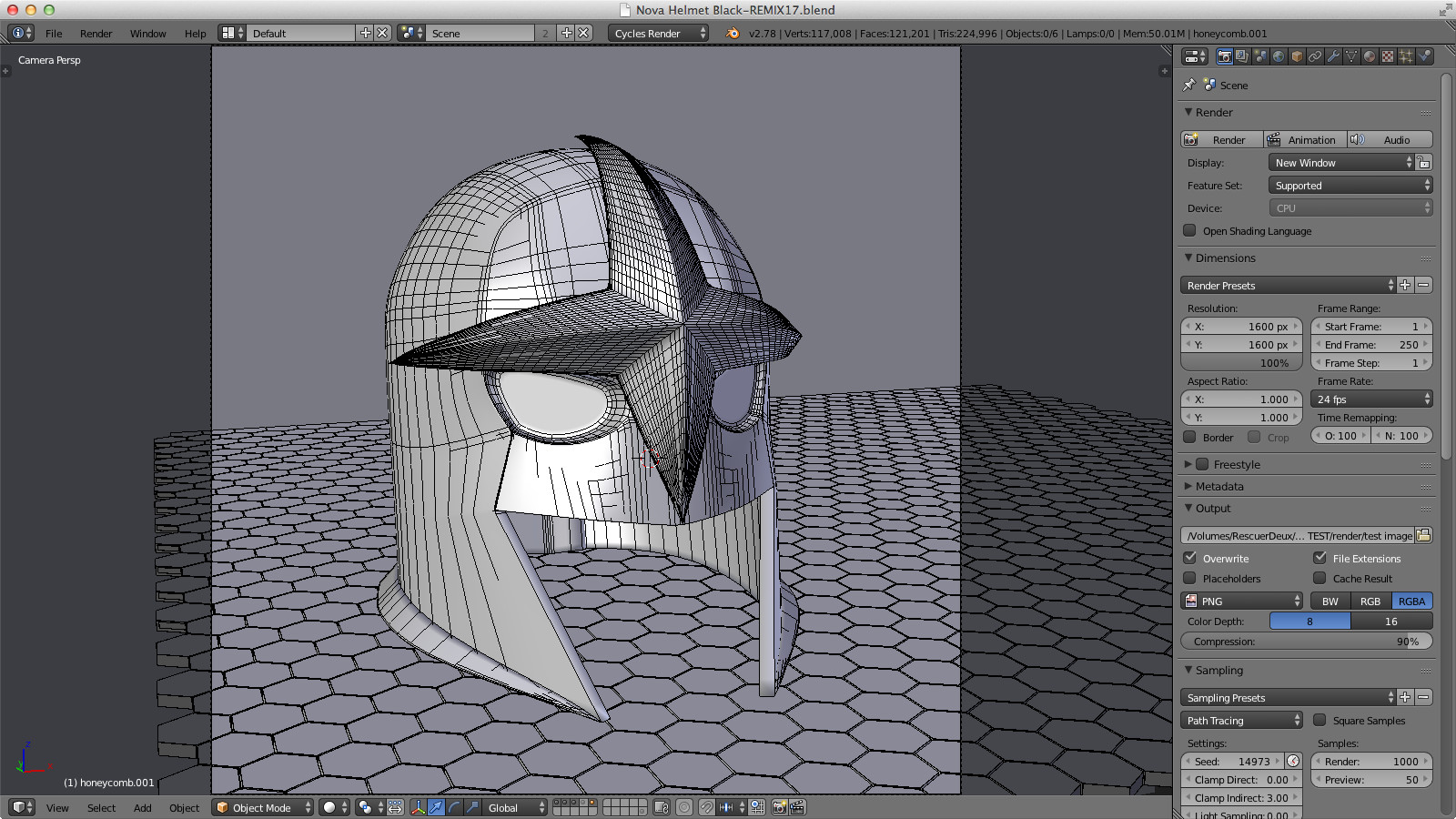 The scene set up in Blender.