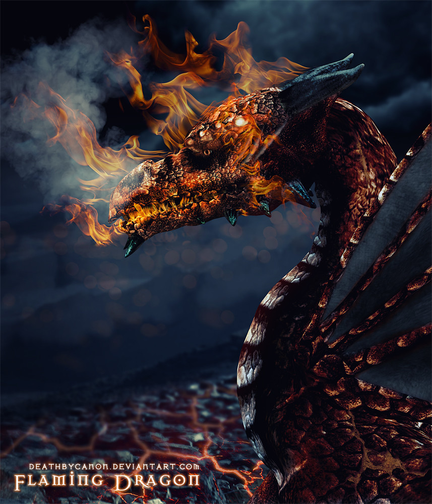 Décoration Fantaisie Calice Flaming Dragon Vouivre en feu 