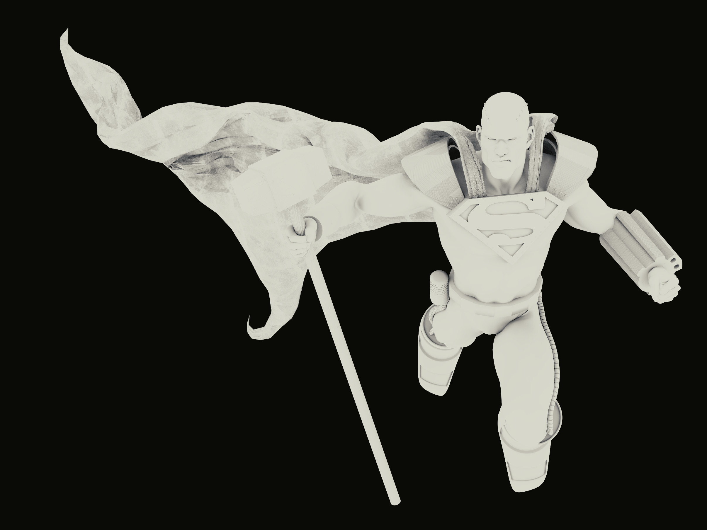 The ambient occlusion pass rendered separately for compositing in Photoshop.