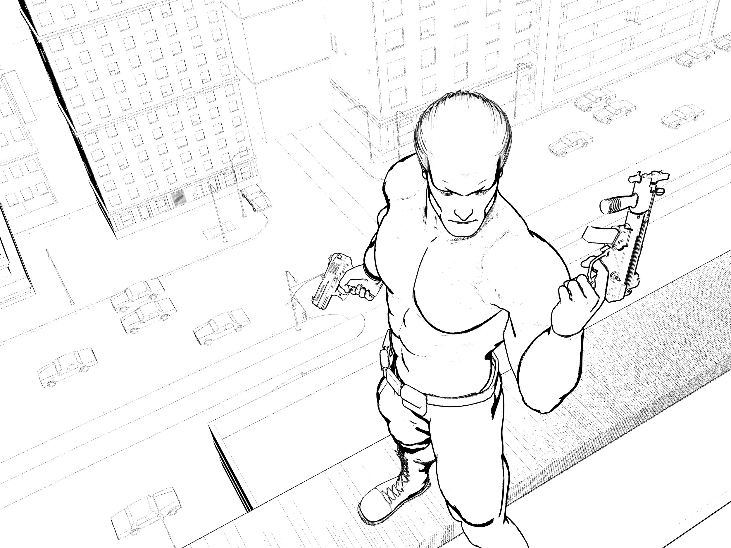 A linework render made with PW Toon.
