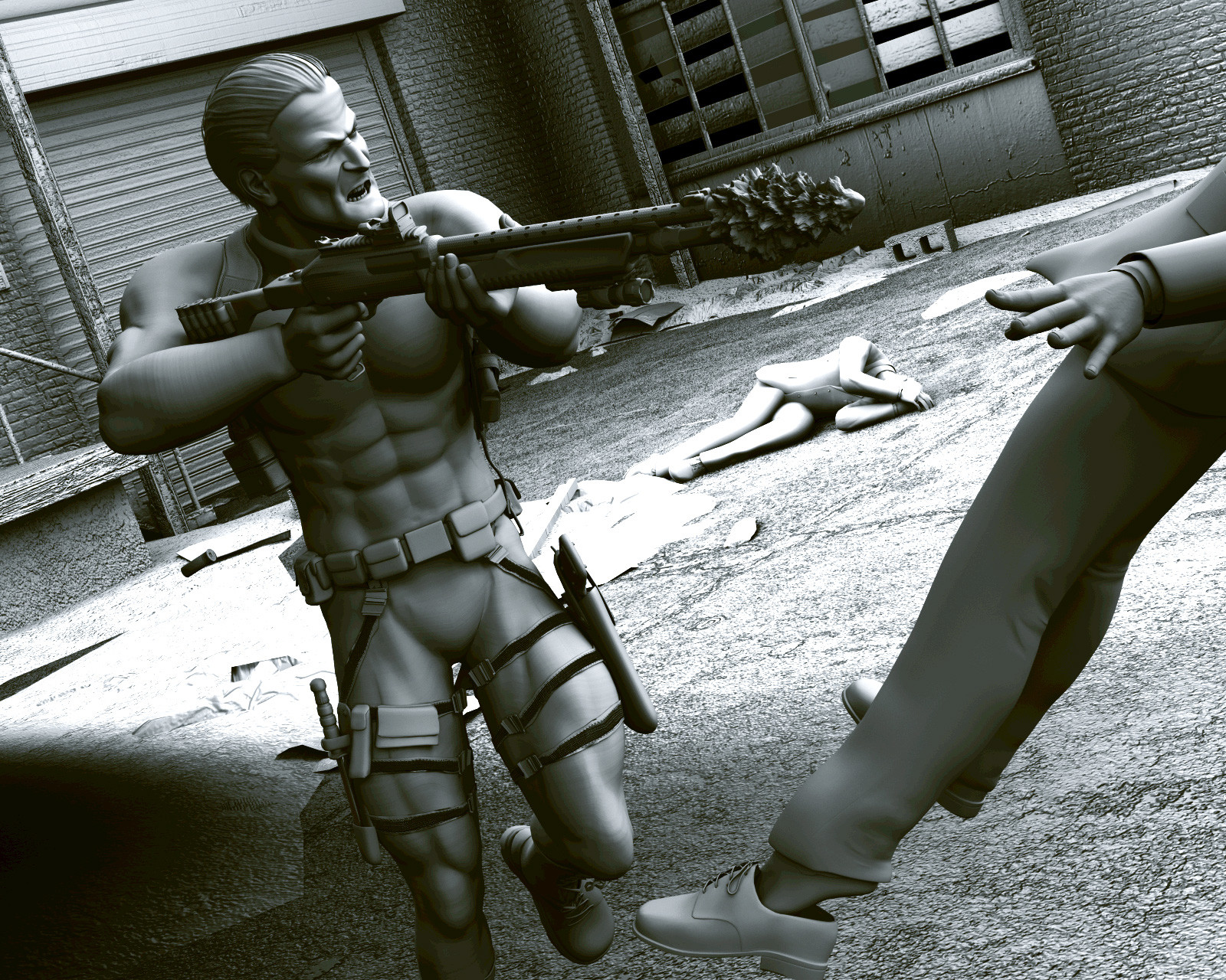 The ambient occlusion pass rendered out of Blender, although I made this one grayscale to keep it from being too brown.