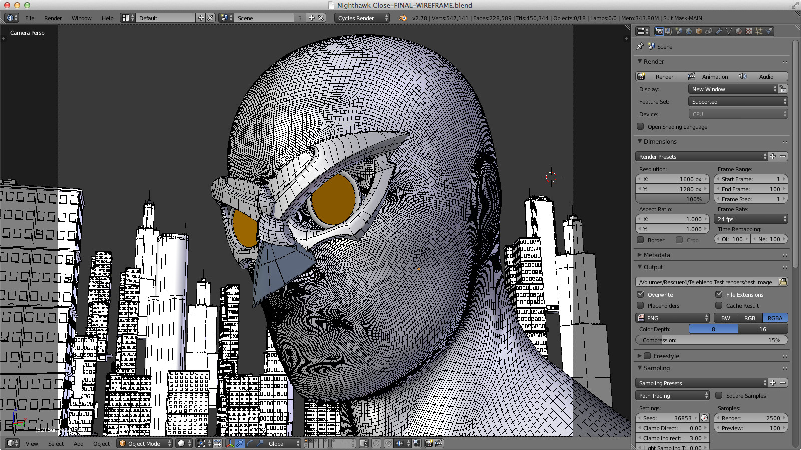 The whole scene set up in Blender.