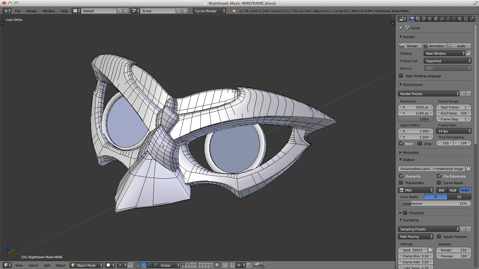 Another angle on the mask in Blender.