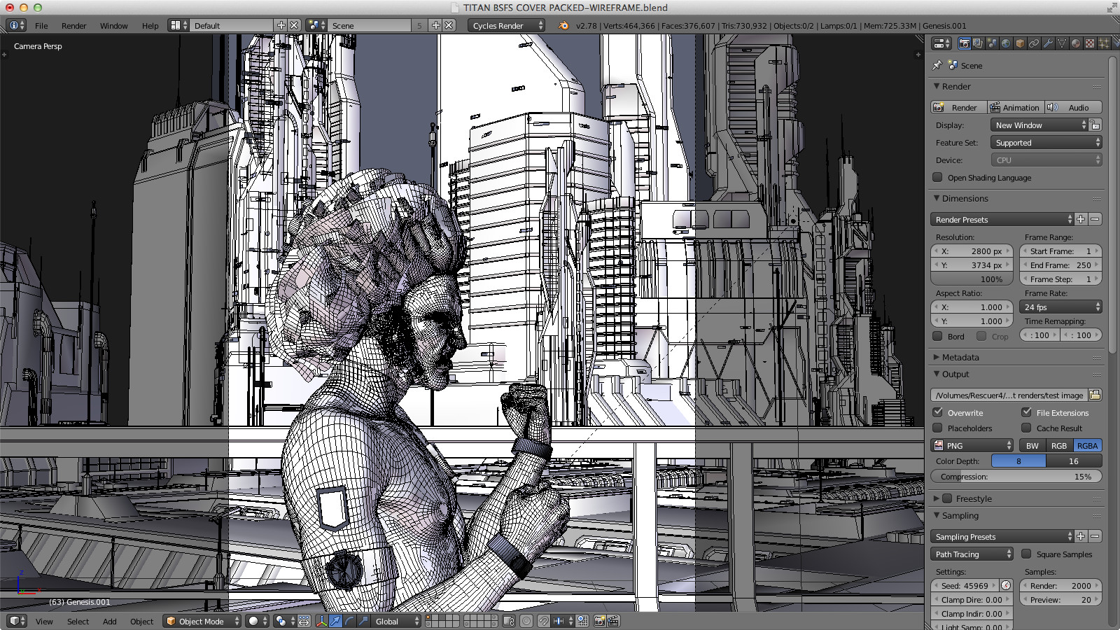 The whole scene set up in Blender.
