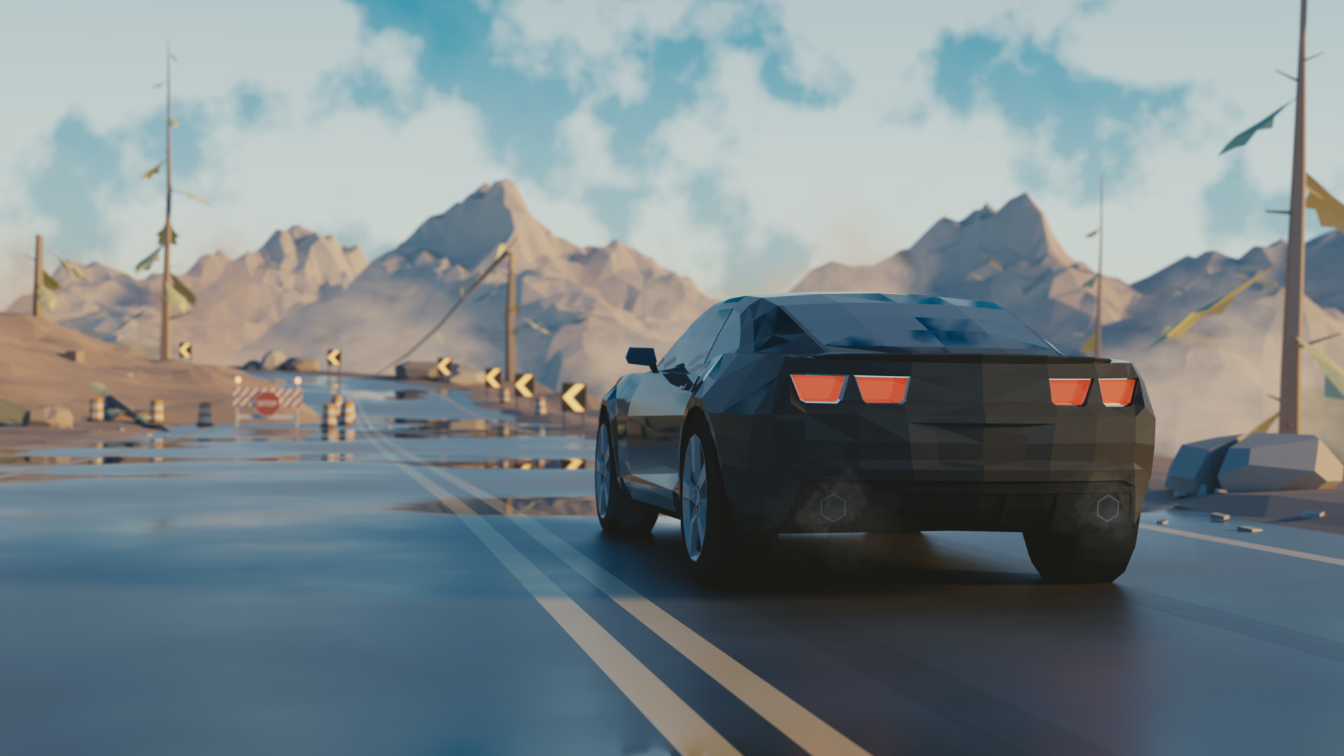 Artstation Low Poly Car Scene Justinas Telksnys