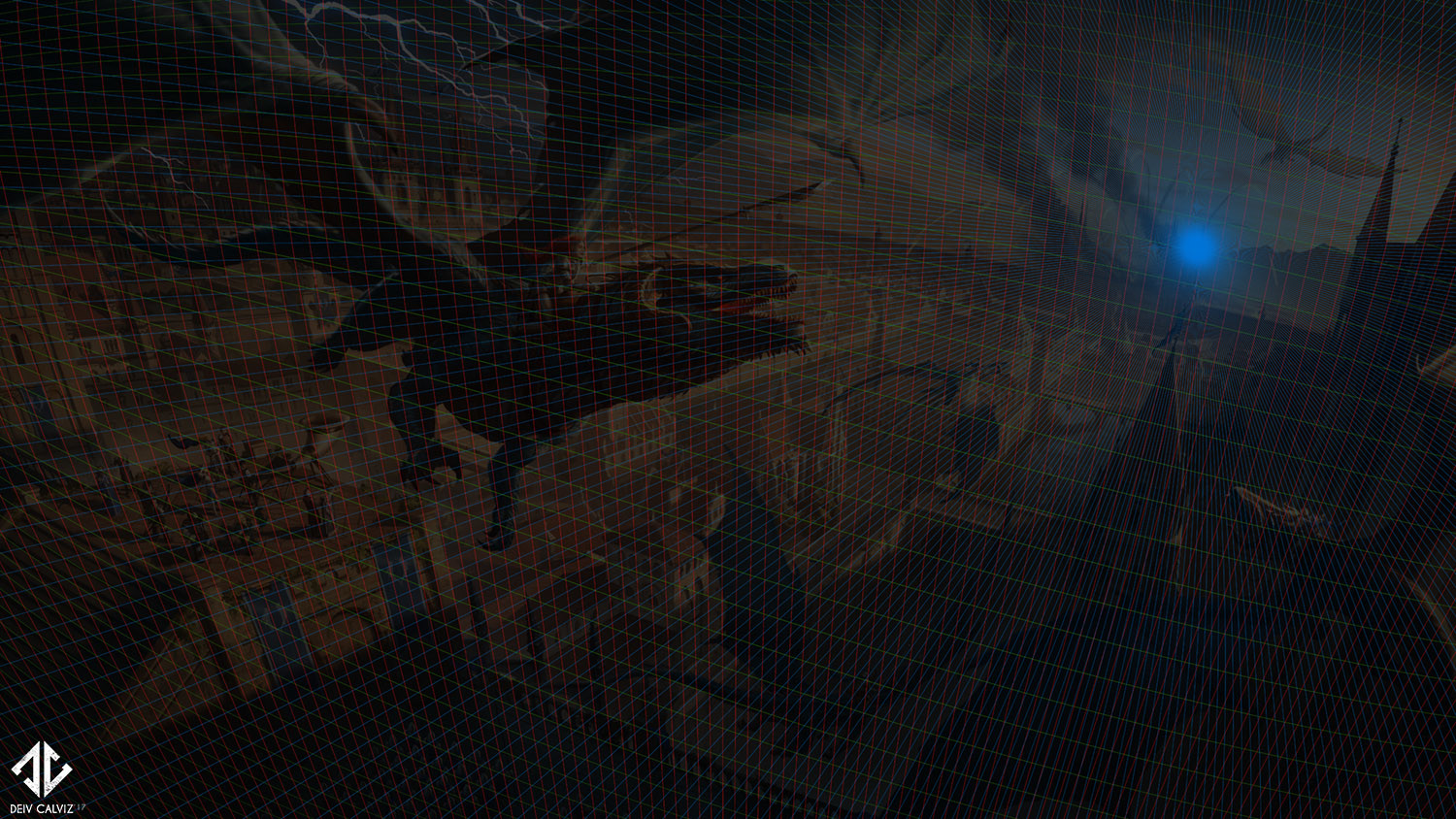 Perspective lines I manually distorted for that fish eye effect