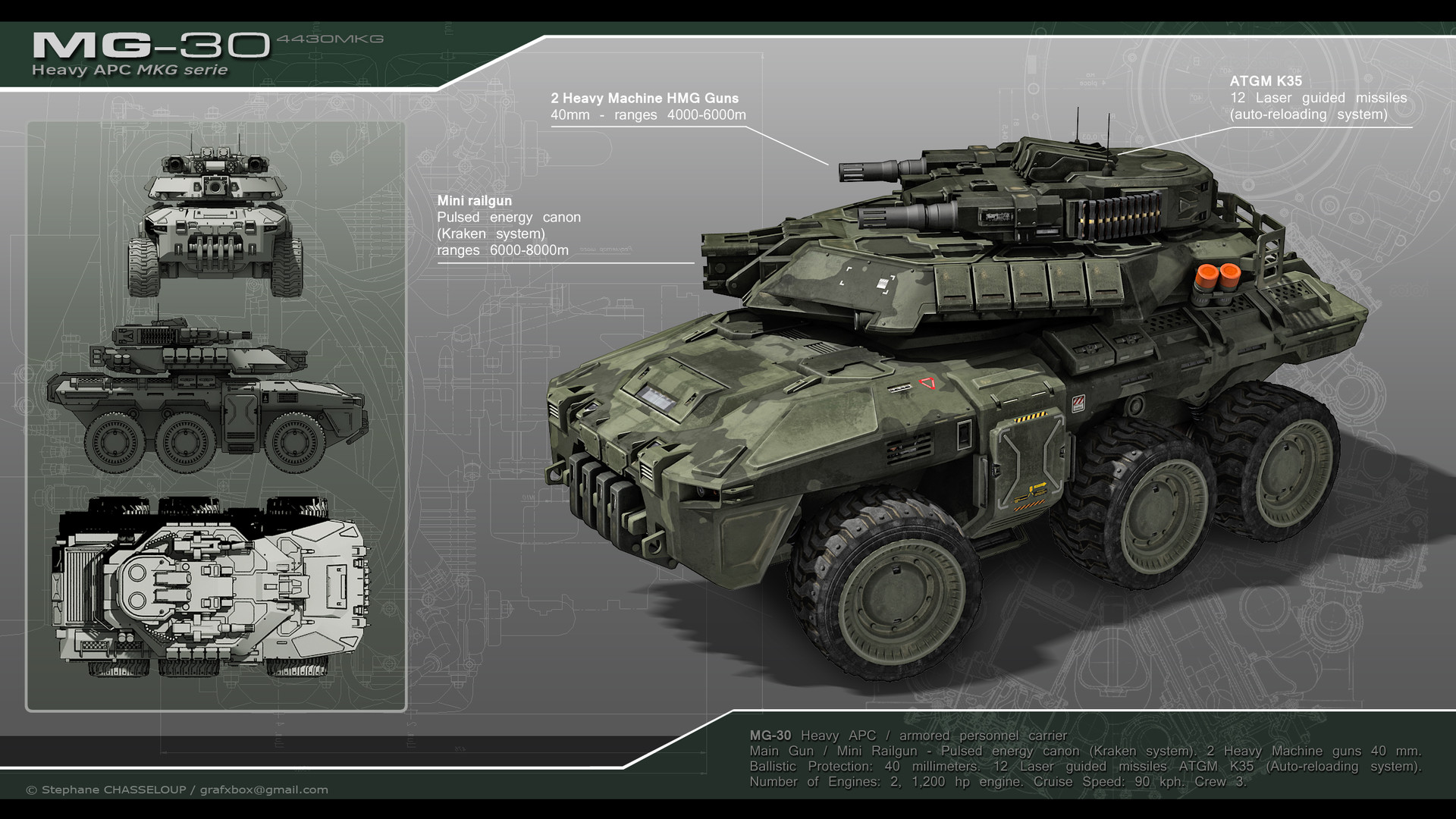 Artstation Scifi Apc Mg 30 Stephane Chasseloup