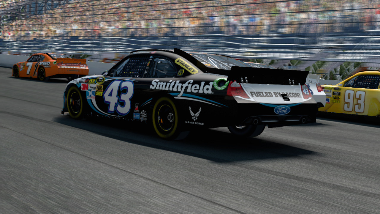 The 2012 #43 Smithfield car as seen in another screenshot from the 'NASCAR: Inside Line' video game