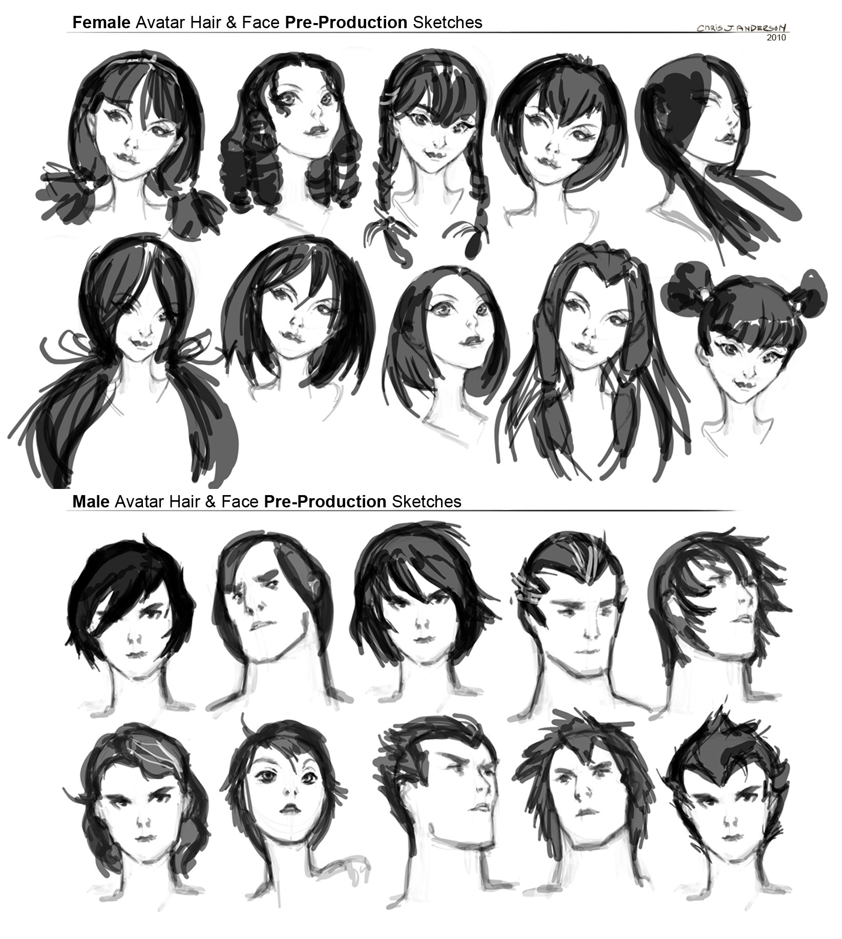 ArtStation - Female and Male Face and Hair Exploration - Pre-Production