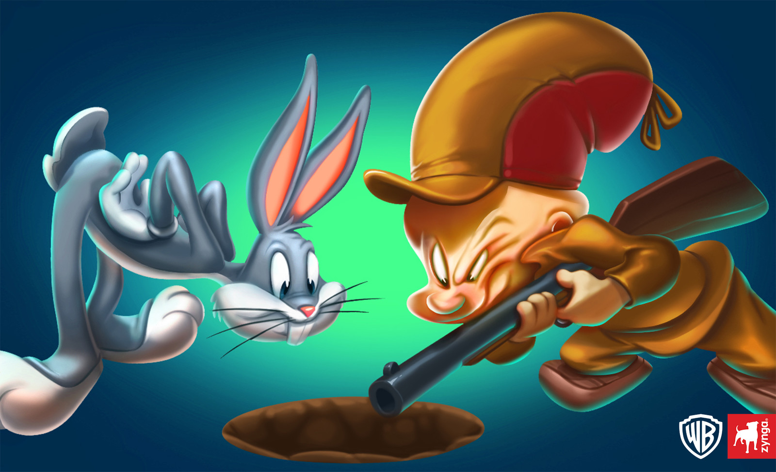 Bugs bunny &amp; Elmer.
©WB &amp; Zynga.