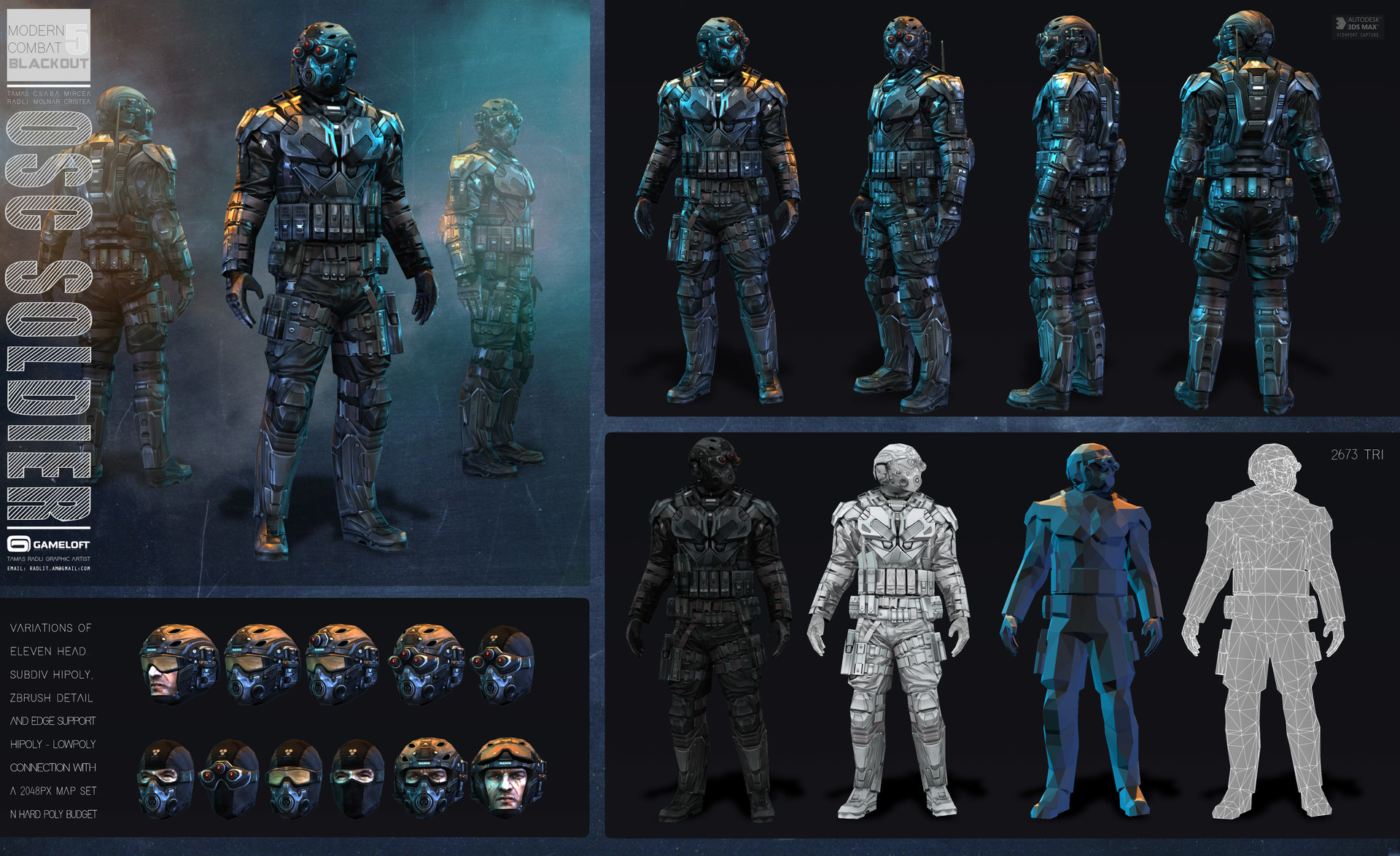 ArtStation - Modern Combat 5 Blackout - OSC soldier - lowpoly 2673 tri