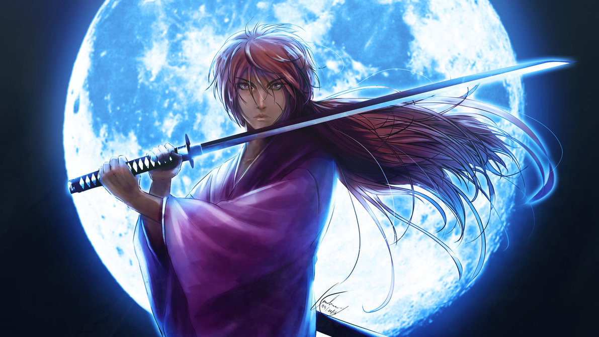 An old fan art of Kenshin from the manga/anime Rurouni Kenshin. 