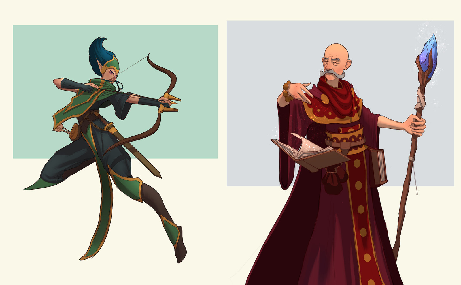 Elf ranger and Old wizard