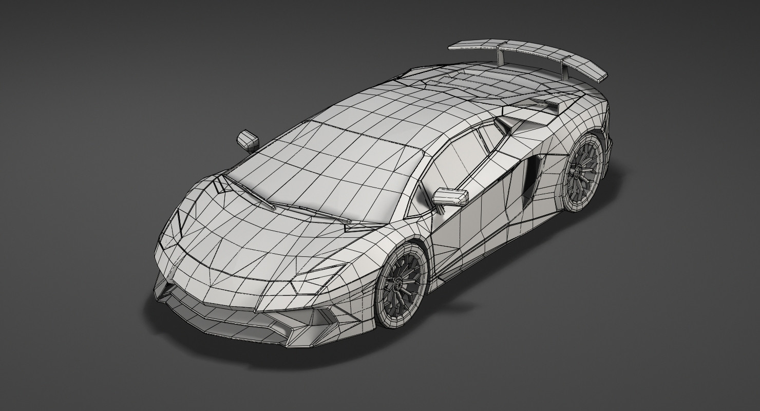 Чертеж low poly машины