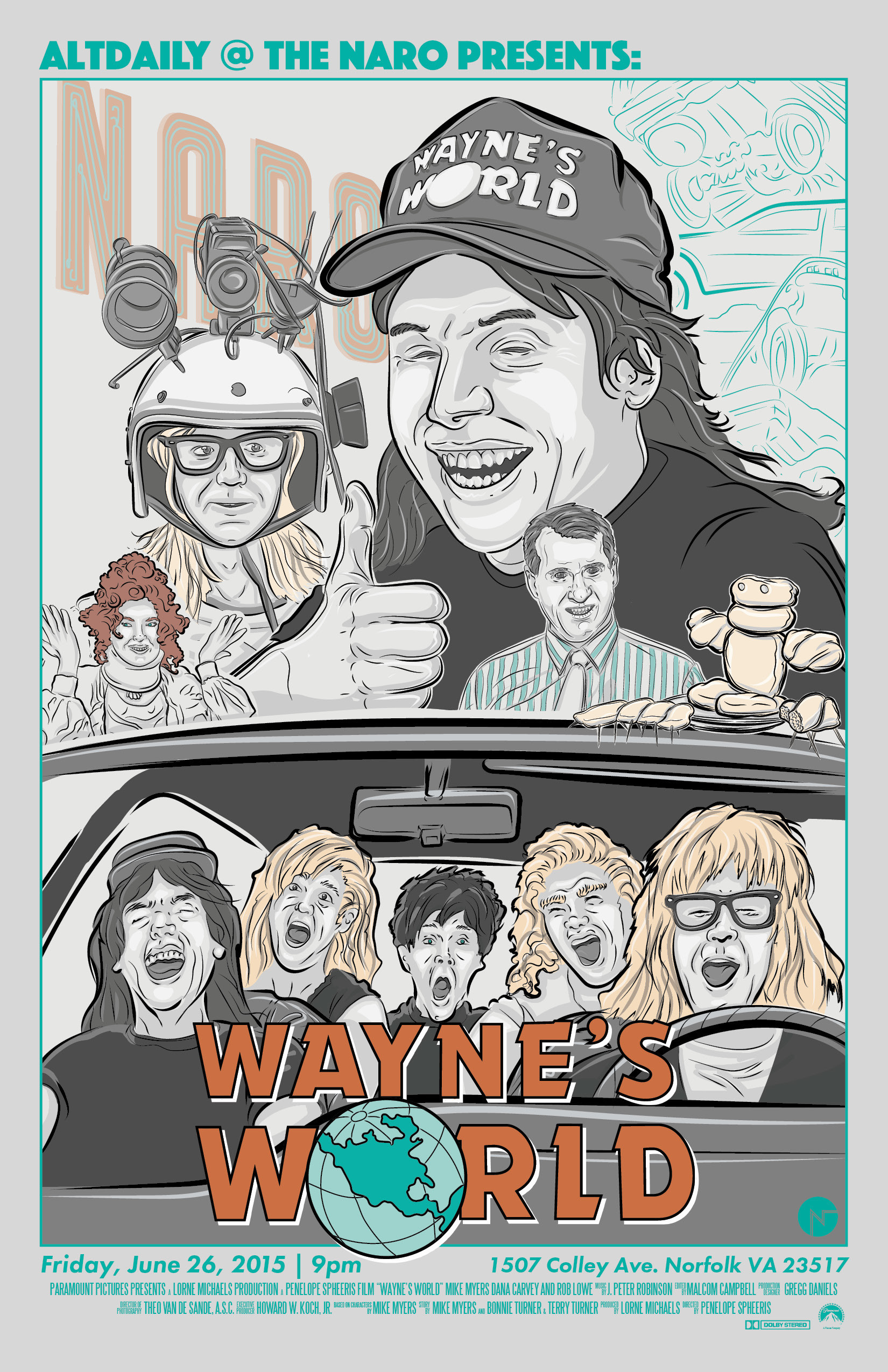 Jacob Galito Waynes World Poster for Naro Cinema Norfolk VA