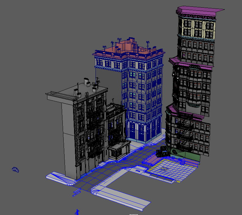 wireframe of all the buildings I made
