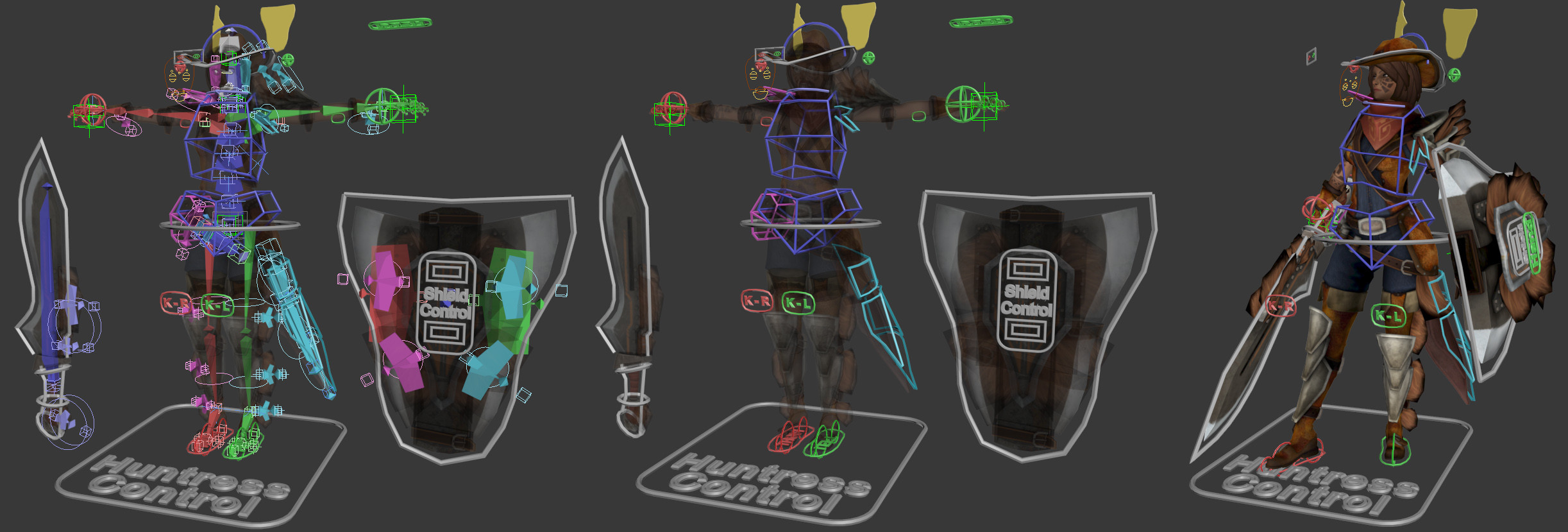 Simple screen captures of the rig. Lots of spring bones to simulate cloth!

