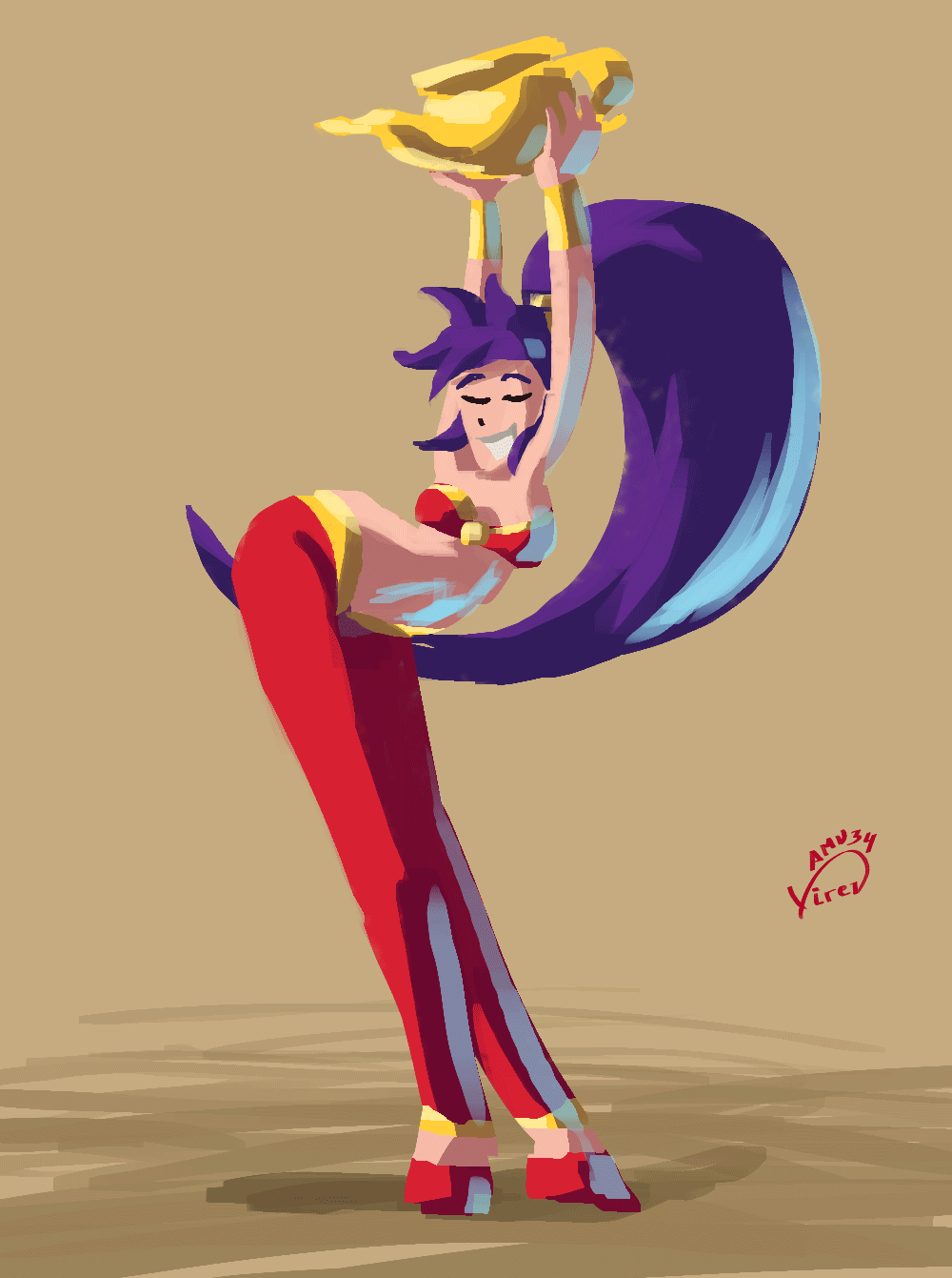Shantae dancing with the lamp. 