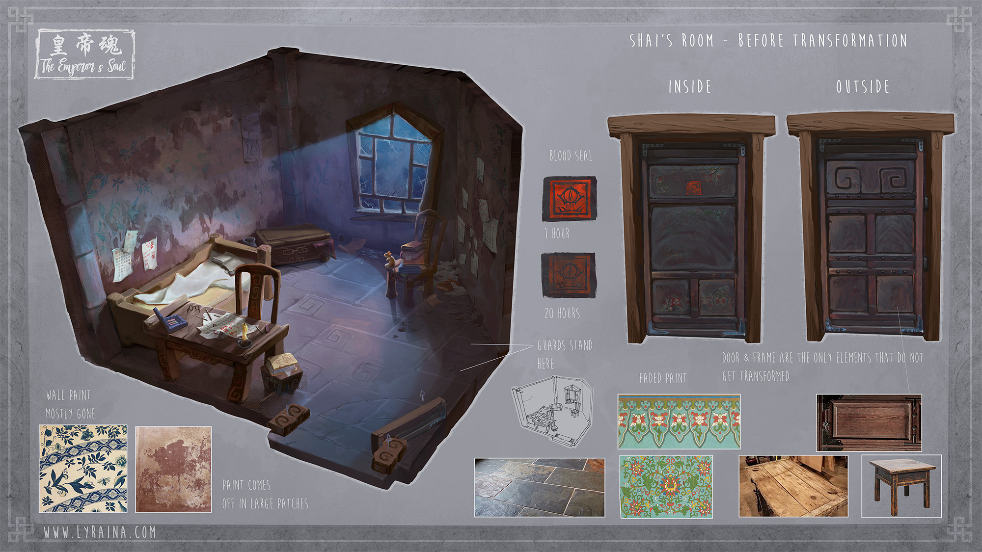 Shai's work room - the dustist and most shabby place they could find for her.