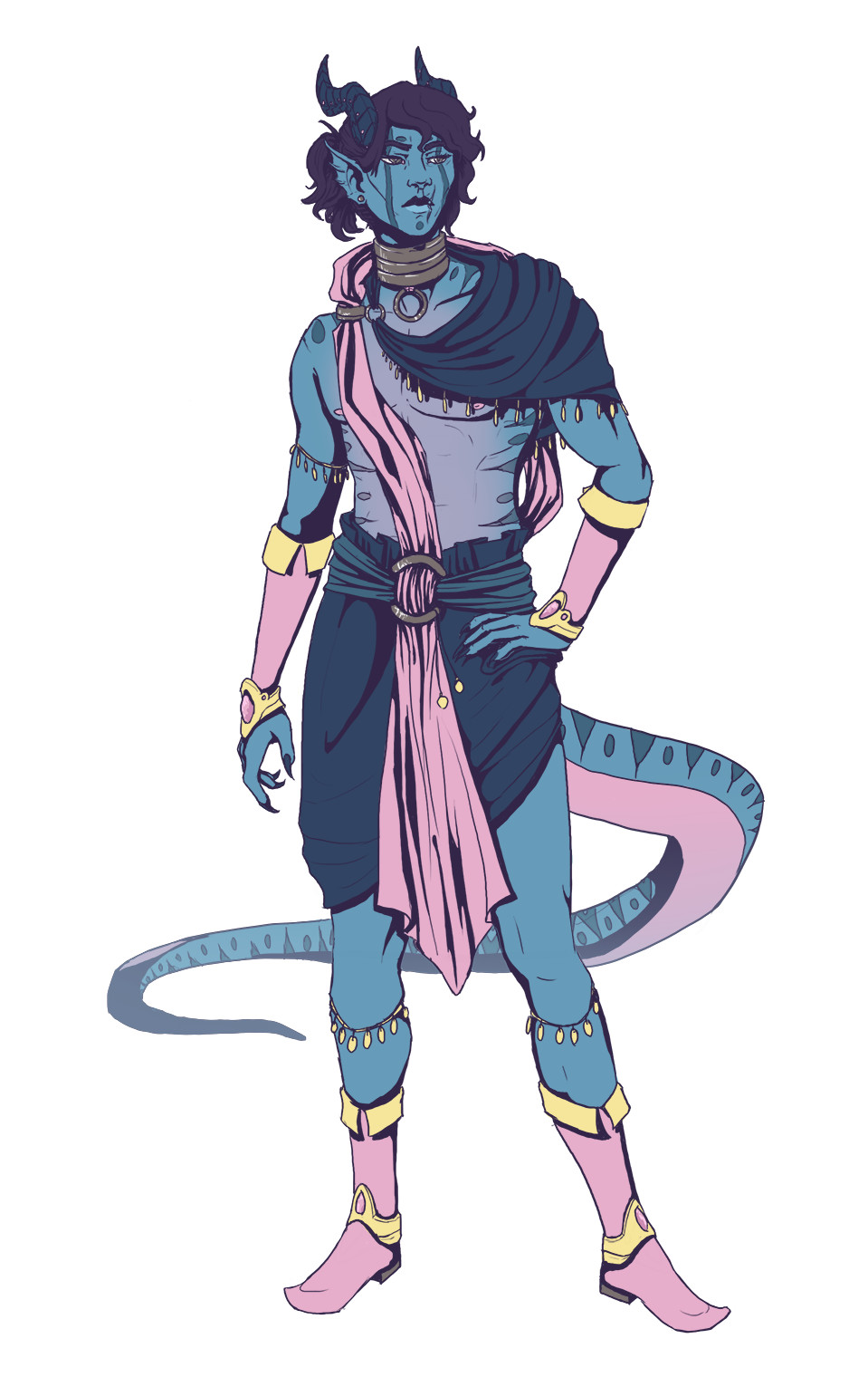 Commissioned design for a half-dragon DnD character.