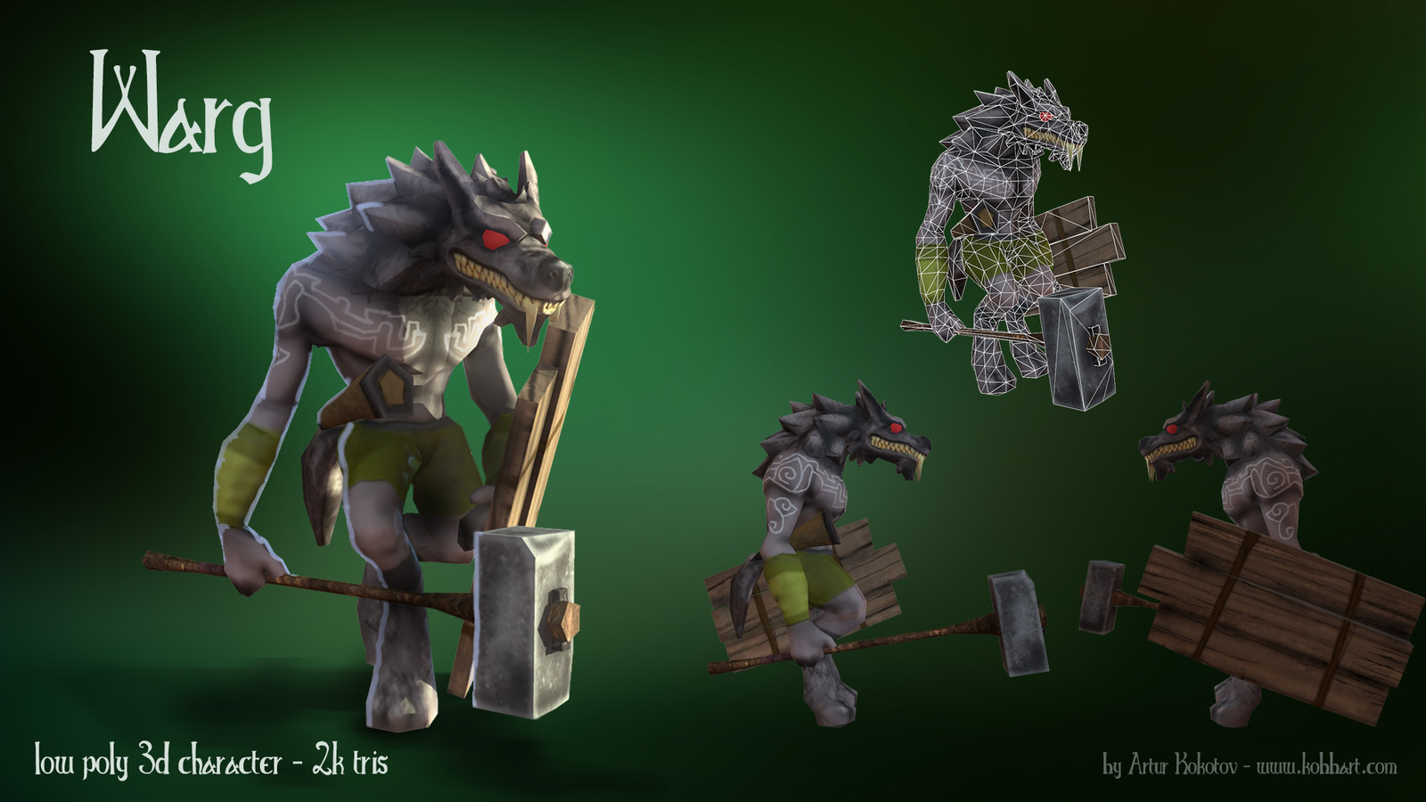 Artstation Warg Low Poly 3d Character Arthur Kokotov