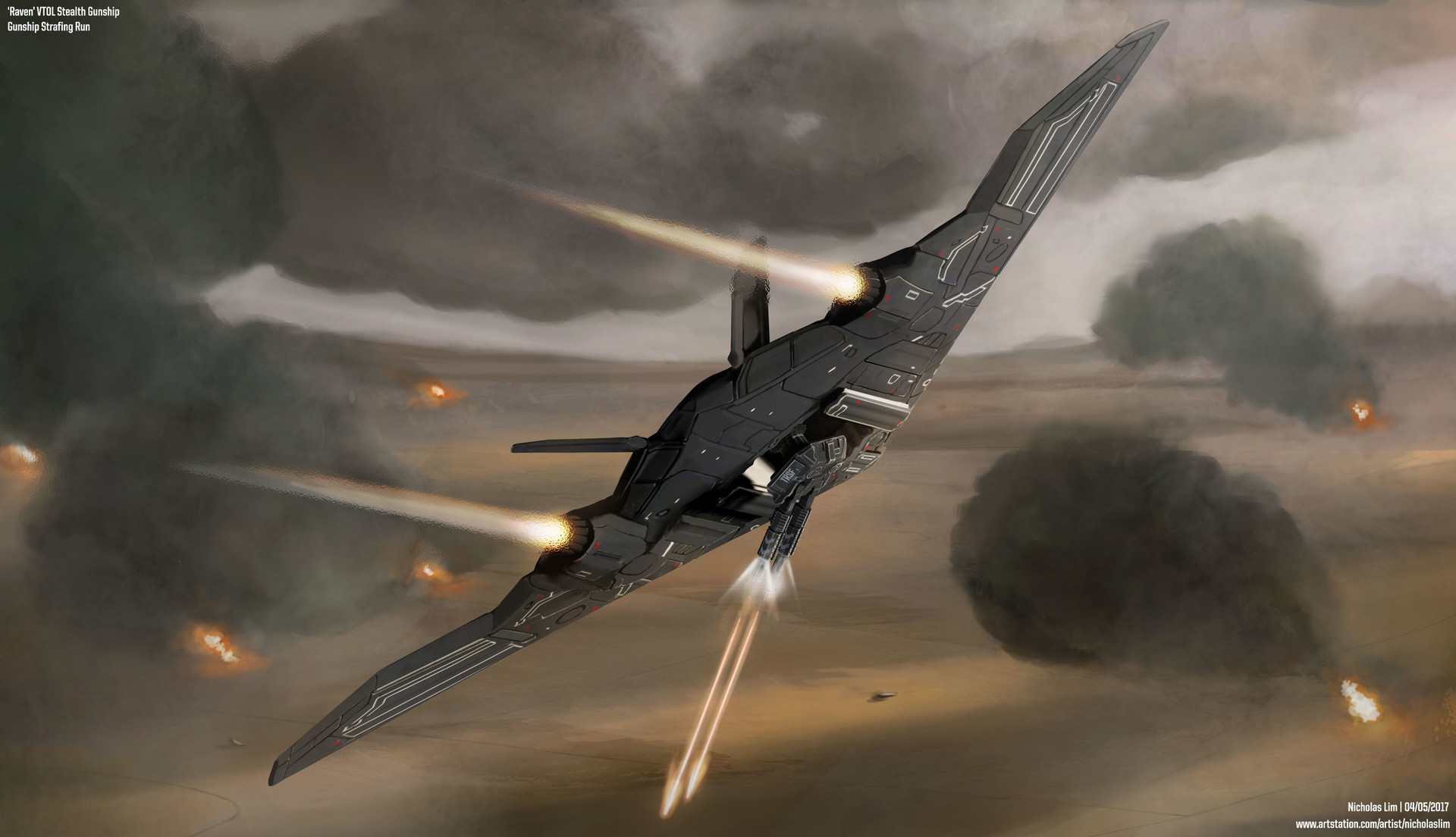 Artstation Raven Vtol Stealth Gunship Nicholas Lim