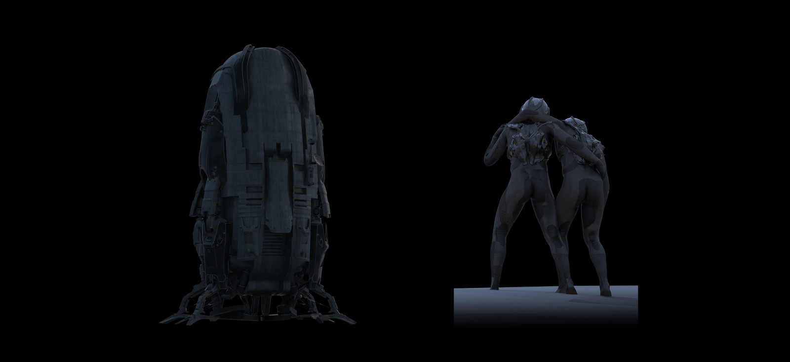 3d blockouts for the main focus points and some basic posed suit design