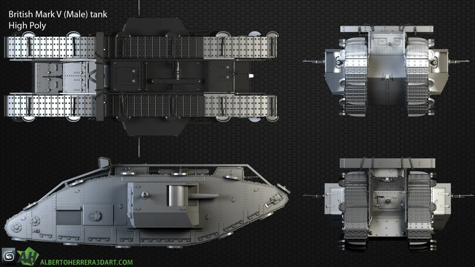 Artstation British Mark V Tank Alberto Herrera