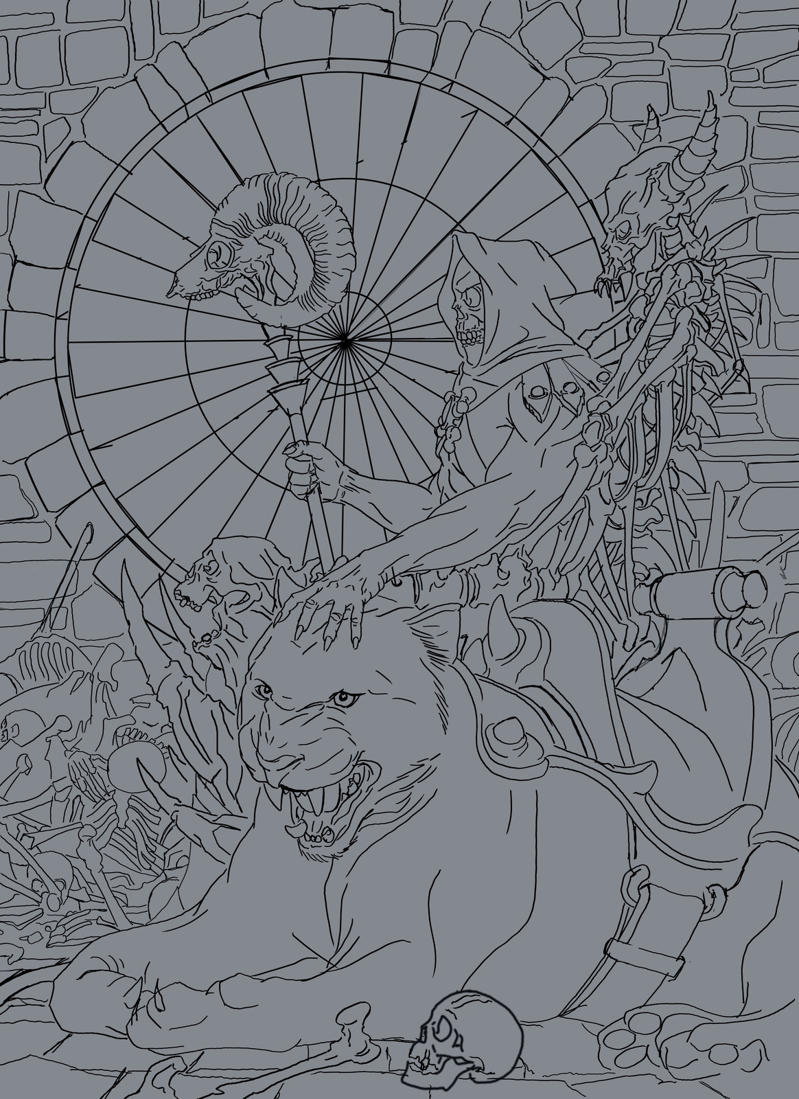 Skeletor fan art line drawing