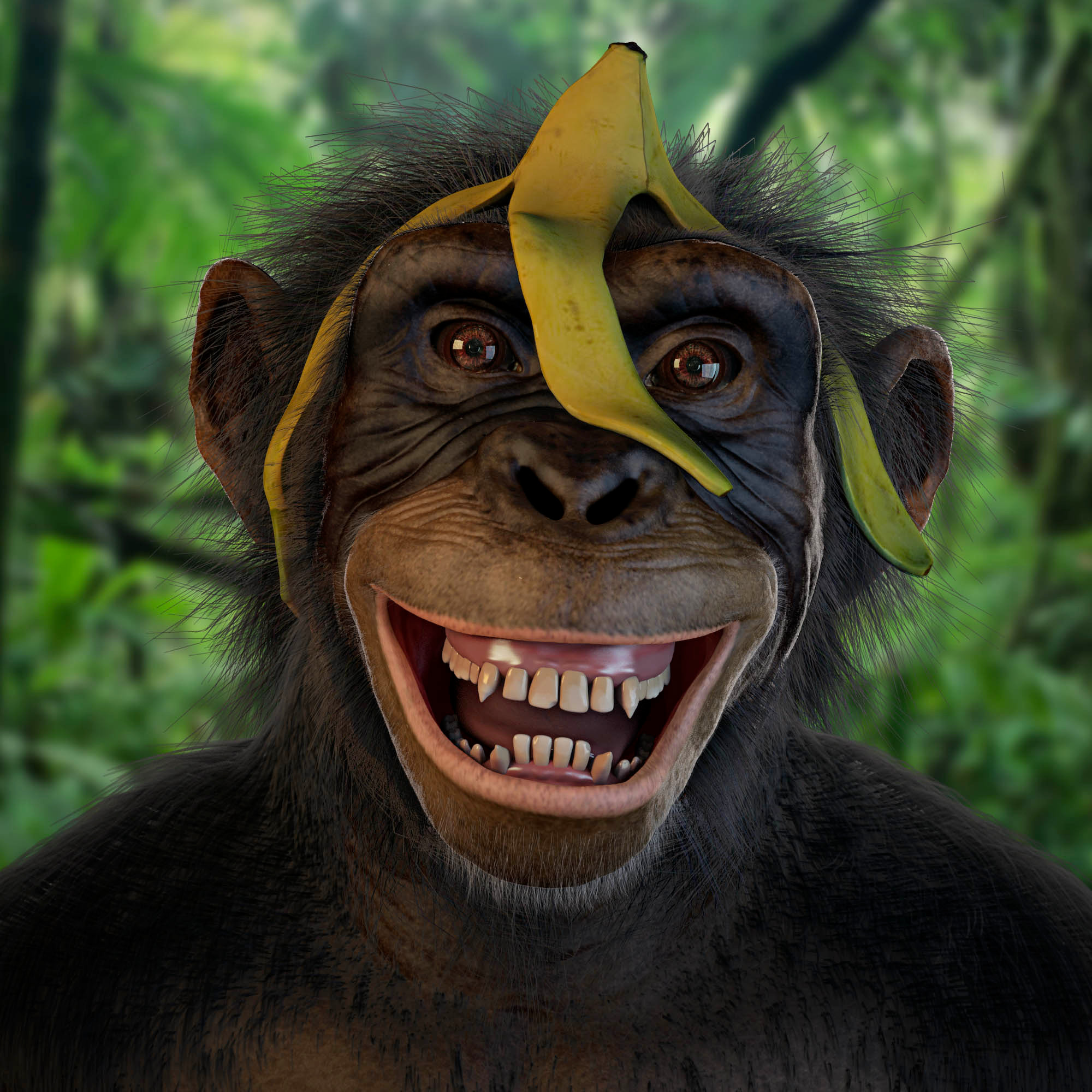 Глупая обезьяна. Обезьяна ржет. Обезьяна улыбается. Смешные обезьяны.