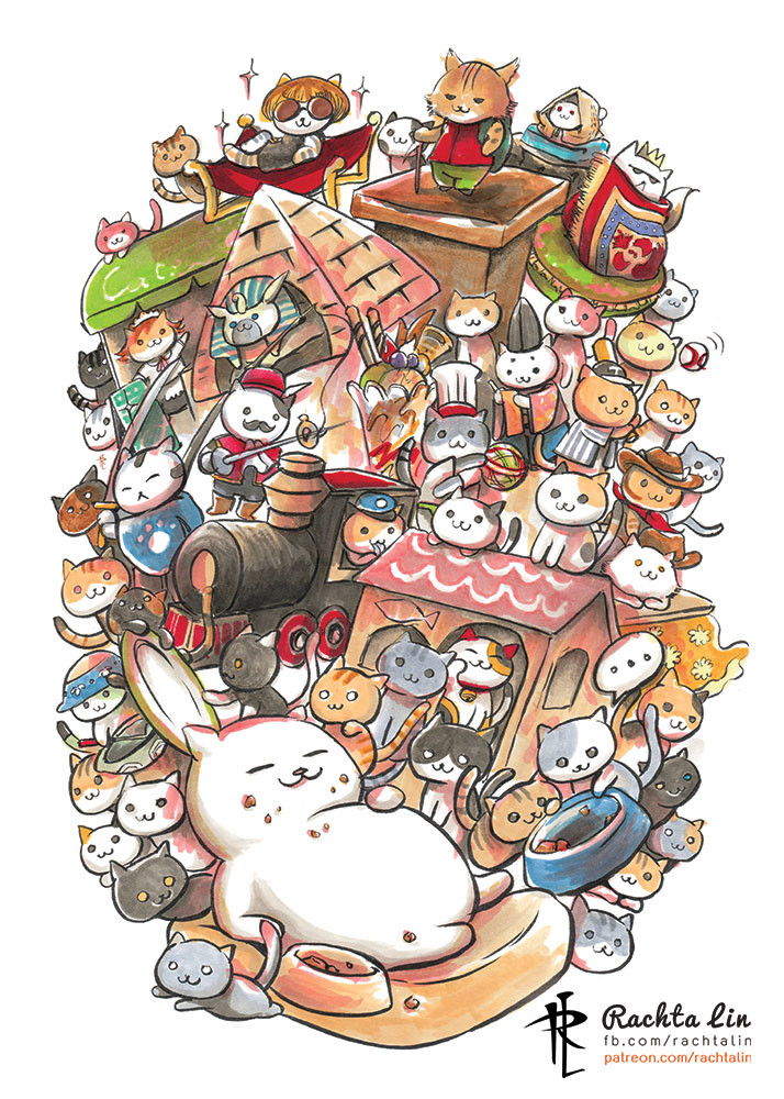 Artstation Neko Atsume Cats Rachta Lin