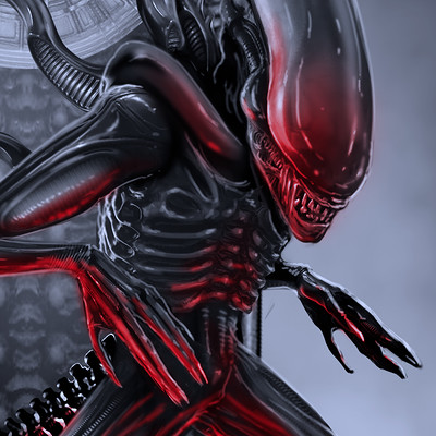 Adam milicevic alien render red hand glow